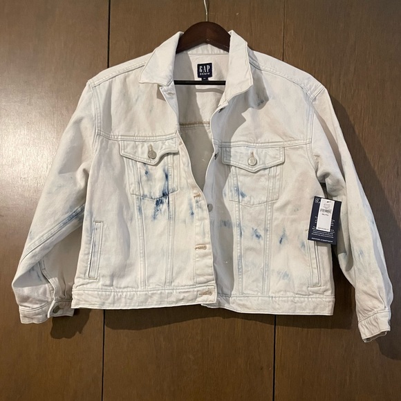 NWT GAP Women’s Size XXL cropped tie dye denim jacket - Picture 3 of 7
